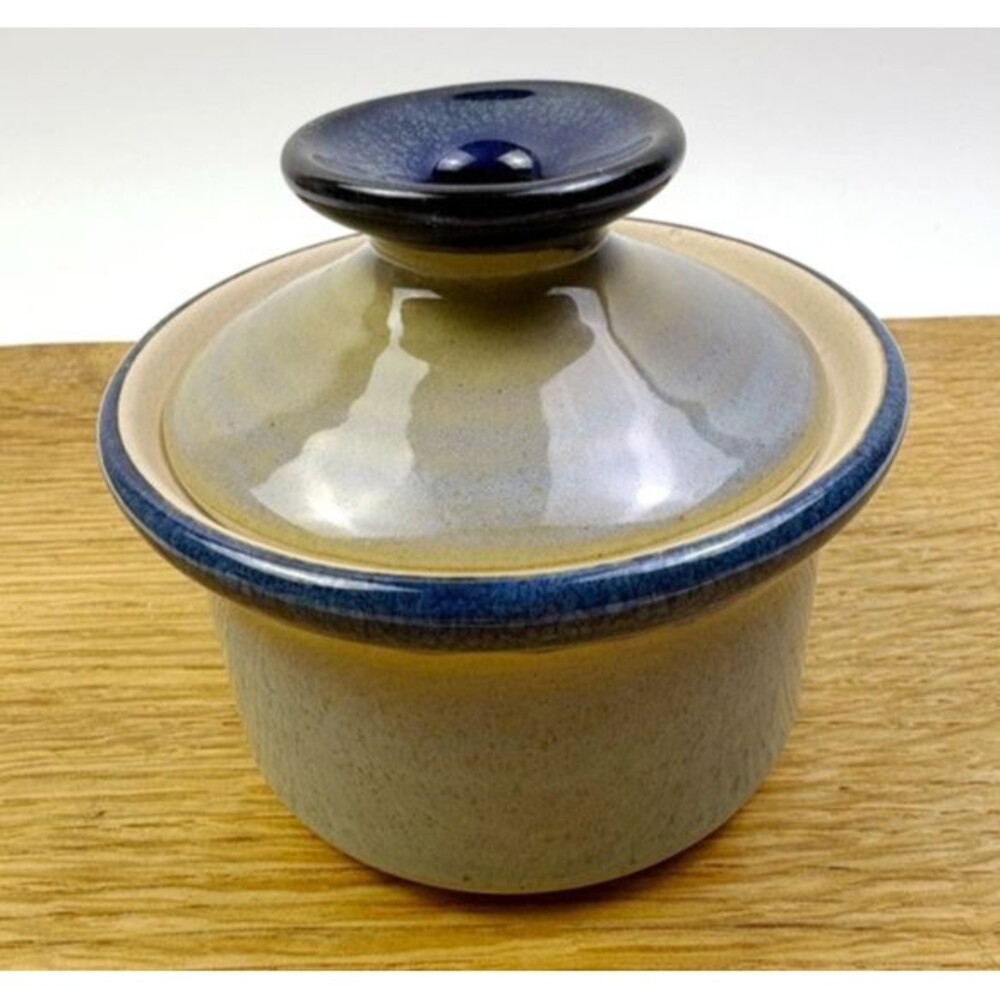 VTG Made in Portugal Stoneware Egg Cooker Vented Ceramic Pot Blue Reactive Glaze